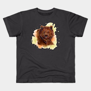 Grizzly Bear Watercolor Kids T-Shirt